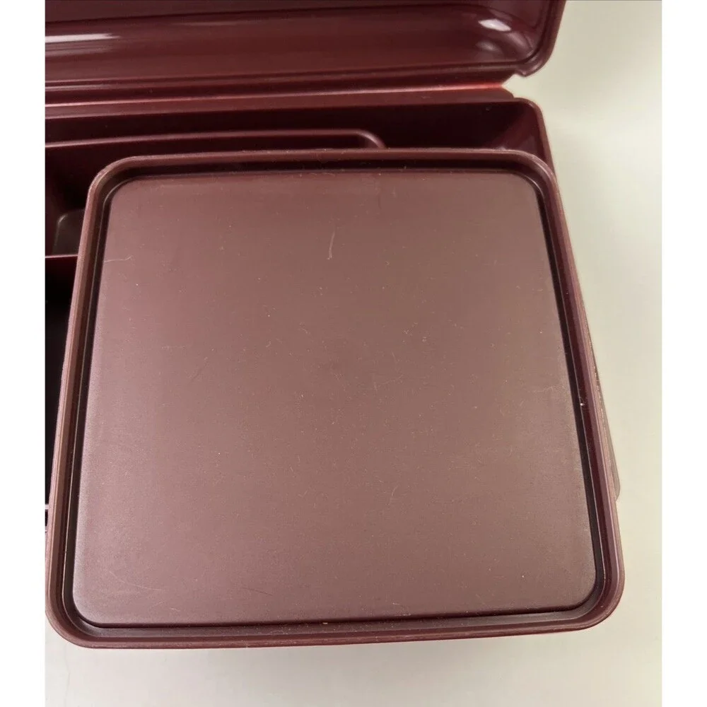 Vintage Brown Tupperware Personal Valet Travel/Food Case Organizer Good Shape!